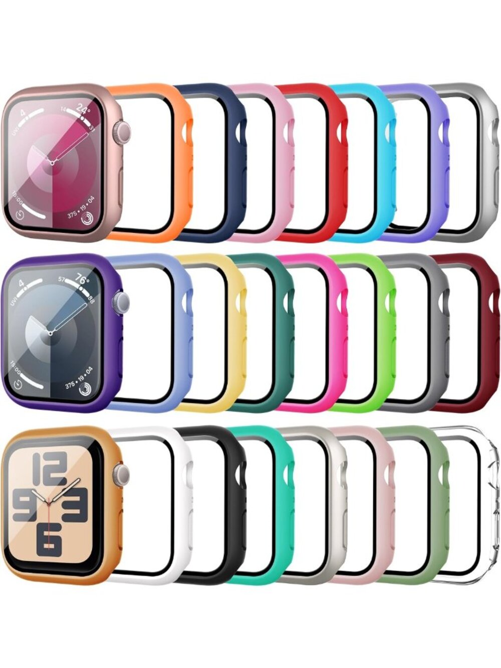 24-Pack Apple Watch 42mm Case with Tempered Glass, Shockproof Bumper Cover